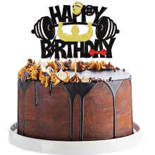 Blumomon 1Pc Glitter Gym Theme Birthday Cake Topper Weight Lifting Cake Decoration for Men Boy Weight Lifting Gym Fitness Themed Birthday Party