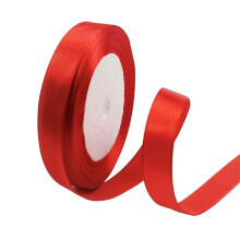 15mm Red Ribbon for Gift Crafting, 23M Red Polyester Double Sided Satin Gift Ribbon Wrapping, Fabric Thick for Presents Bouquets Cake Wedding Decor
