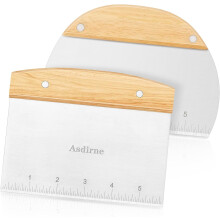 Asdirne Dough Cutter, Dough Scraper with Wooden Handle and Food Grade Stainless Steel Blade, Pastry Scraper, 15CM, 2Pcs
