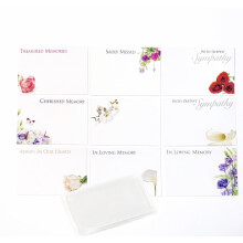 ShredAstic Collection K - Pack 9 small Florist Funeral Tribute Memorial Cards 60 x 90mm / 9 Cello weatherproof self seal bags In Loving Memory
