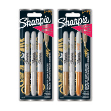 Sharpie Metallic Permanent Marker Pens - Fine Point - Pack of 6 - Assorted Metallic Colours - Gold, Silver, Bronze