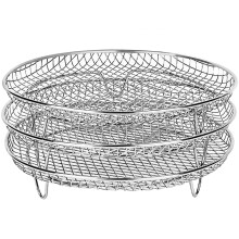 Jetcloud Air Fryer Rack 3 Pcs for Ninja, Stackable Air Fryer Accessories 7.8inch Stainless Steel Air Fryer Basket Tray Multi-Layer Dehydrator Rack