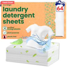 Eco Origin Laundry Detergent Sheet Strips | Ultra-Concentrated Eco-Friendly Non Liquid Laundry Sheets | Fresh Linen Scent Machine Hand Washing