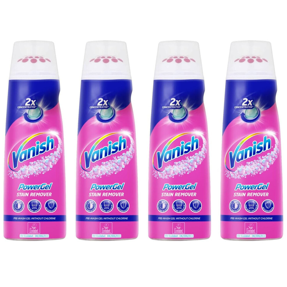 Vanish Pre-Treat Powergel Stain Remover, 200Ml, Pack Of 4, 2X Concentrated Formula, Fights Stubborn Grass, Mud, Make-Up Stains And More