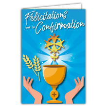 Afie Congratulations Card for Your Confirmation Dove Huguenot Cross Protestant Supper Wine Cup Wheat Bread Illustration with Envelope Format 12 x