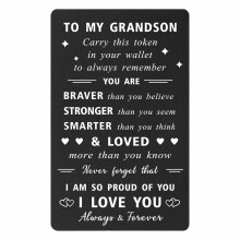 ENGZHI Grandson Wallet Card - So Proud of You Grandson Gifts for Boys, Grandsons Birthday Christmas Christening Card for Men