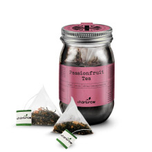 Charbrew Tea Blend – 16 Compostable Fine Mesh Pyramid Teabag Infusers with String & Tag in Reusable Glass Mason Jar Premium Tea from Sri Lanka