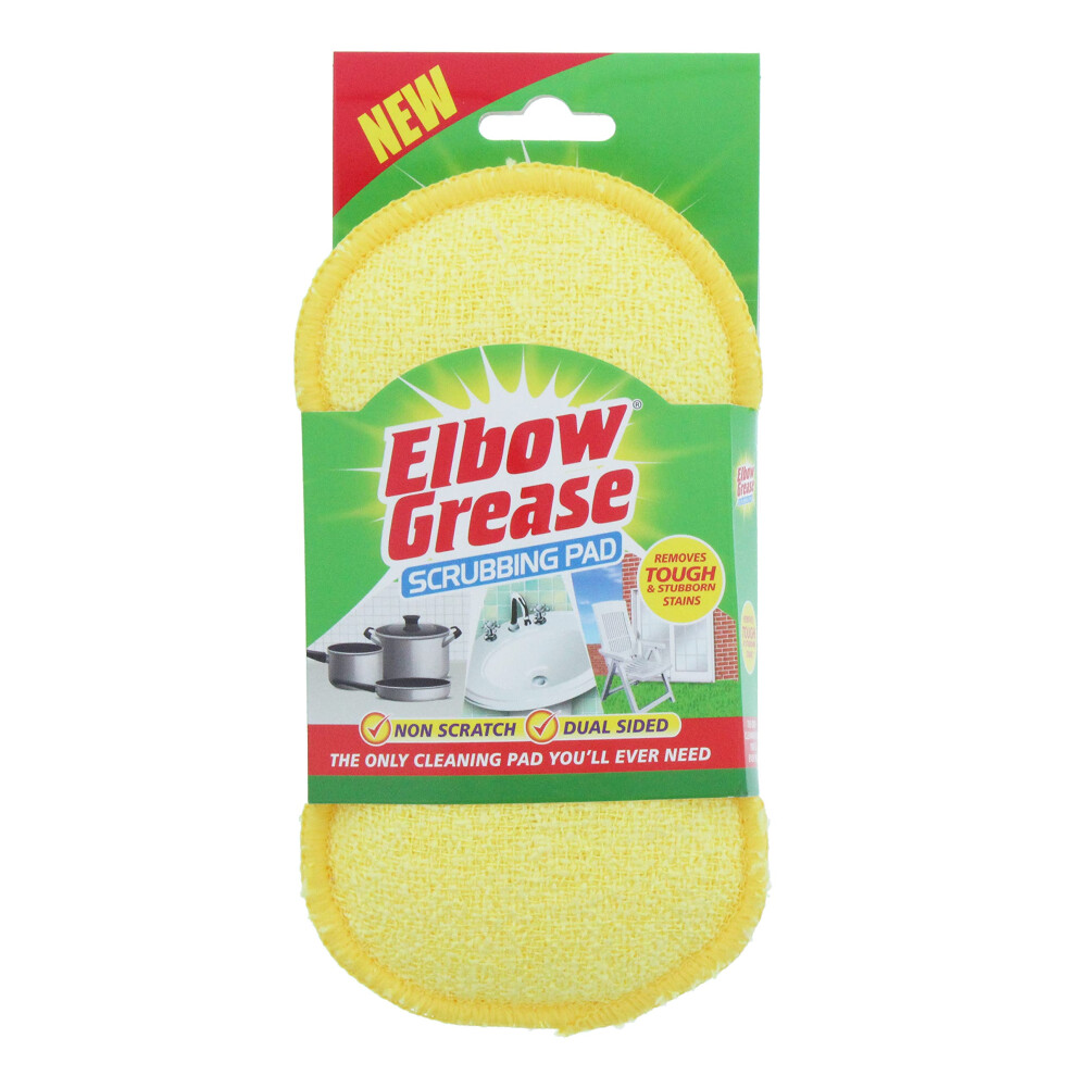 Elbow Grease Scrubbing Pad Â Dual Sided Non-Scratch Sponge | Washable & Reusable Kitchen & Bathroom Cleaning Pad ( Â 1 Pack) Yellow 5051227112538