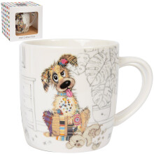 Lesser & Pavey British Designed Barrel Coffee Mug | Ceramic Mugs for Home or Work | Large Mugs for Hot Drinks | Murphy Mutt Tea and Coffee Cups