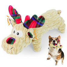 ROSAUI Christmas Dog Toy – Adorable Reindeer Plush with Squeaker – Durable Corduroy Chew Toy for All Dog Sizes – Soft