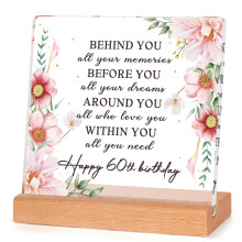 Niyewsor 60th Birthday Gifts for Women | Happy 60th Acrylic Plaque, Unique Decoration, Special Present for Mum, Wife, Sister, or Friend