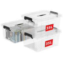Cetomo 35L3 Storage Boxes Carry Plastic Storage Box with Lids Clear Or
