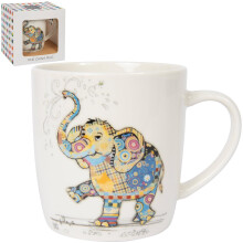 Lesser & Pavey British Designed Barrel Coffee Mug | Ceramic Mugs for Home or Work | Large Mugs for Hot Drinks | Eddie Elephant Tea and Coffee Cups