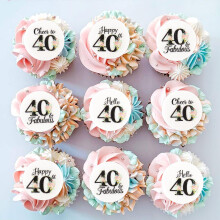 Blumomon 40 Pcs Edible 40th Happy Birthday Cupcake Toppers Happy 40 Cupcake Topper Cheers to 40 Fabulous Cake Decoration for 40th Birthday Party