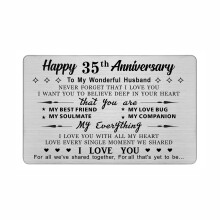 DEGASKEN 35th Wedding Anniversary Card Husband Him, I Love You With All My Heart, 35 Year Metal Keepsake Gifts for Men