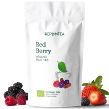 Red Berry Tea Loose Organic 100g (50 Cups) | Caffeine Free Fruit Loose Leaf Tea with Hibiscus, Cherry, Raspberry, Strawberry REPLANTEA