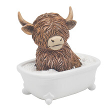 Lesser Pavey Highland Cow Soaking By Happy Highland Cow Playful Highland