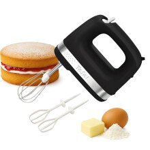 Tefal Black Collection Compact Electric Hand Mixer, 2 Speeds, 2 Stainless Steel whisks, 2 Emulsion Whisks, Baking, Cakes