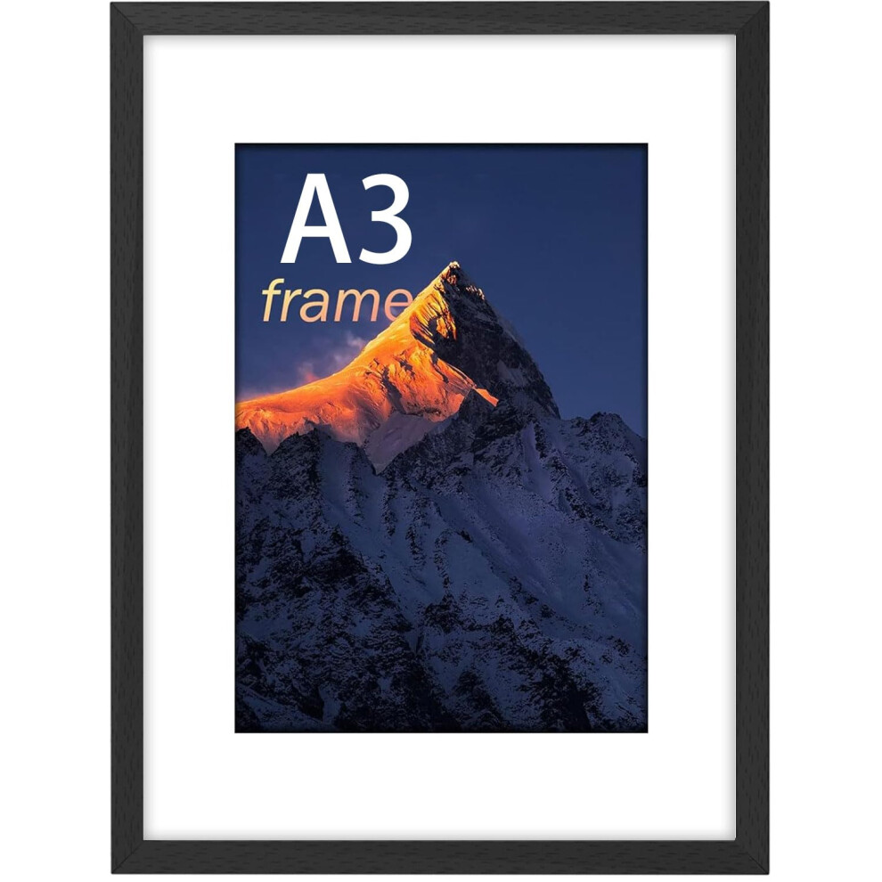 A3 Picture Frame, Wooden A3 Frame, Photo Frame With Plexiglass And Mount, Poster Frame With Mount, Puzzle Frames For Tabletop Or Wall Hanging Black 5051227040930