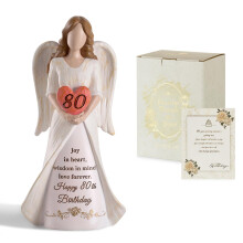 Storieme 80th Birthday Gifts for Women: 80 Years Old Birthday Gift for Woman Friends Mum Grandma - Hand-Painted Angel Figurine for Party Decorations