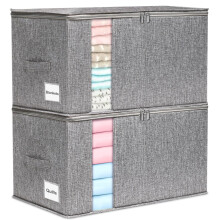 Clothes Storage – 60L Large Storage Boxes with Lids Foldable Clothing Stora