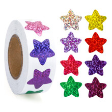 G2PLUS 500Pcs Star Reward Stickers for Children: 2.5CM Self Adhesive Waterproof Holographic Stickers in 8 Colors, Sparkly for School Reward Chart