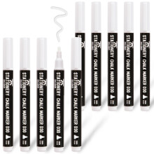 STATIONERY ISLAND Chalk Pens White, Chalk Markers for blackboard, Erasable Liquid Chalk Pens, Marker Pens Wipeable for Chalkboard, Window