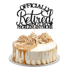 Happy Retirement Cake Toppers - Officially Retired Topper for Women & Men (1 Pack)