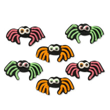 Anniversary House 6pcs Halloween Neon Spider Edible Cake Toppers - Handcrafted Fondant Sugar Decorations for Cupcakes, Cakes, Muffins - Vibrant