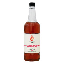 Simply Strawberry & Jasmine Fruit Iced Green Tea Syrup, Vegan, Halal, & Gluten Free Beverage Syrup for Cocktails & Mocktails (1 Litre)