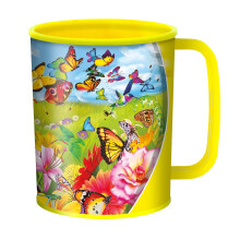 3D LiveLife Drinking Cup - Butter Flutter from Deluxebase. 300ml Plastic Mug with Butterfly Theme, Reusable Coffee Cup