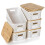 HapiLeap Plastic Storage Baskets With Bamboo Lid, Stackable Plastic Storage Boxes for Organizing Pantry Shelves Drawers Desktop Closet Playroom 1