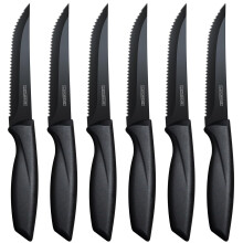 LAZAHOME Steak Knives Set of 6, Serrated Edge Stainless Steel Kitchen Knife with Ergonomic Handle, Dishwasher Safe, Rust-Proof