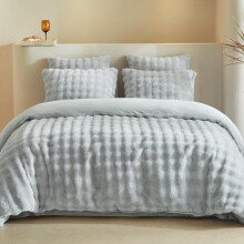 Lekesky Fleece King Size Duvet Cover Sets Grey Bedding, Ultra-Soft Warm Faux Fur King Size Fleece Duvet Set