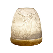 Cello Porcelain Tall Tealight Holder Dome - Highland Stag Design with 3D Projection Image for Scented Unscented LED Candle Wax Warmer Gift Ornament