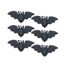 Anniversary House 6pcs Halloween Vampire Bats Edible Cake Toppers - Handcrafted Fondant Sugar Decorations for Cupcakes, Muffins & Themed Cakes