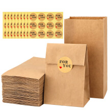G2PLUS 100 PCs Brown Kraft Candy Paper Bags - 9x6x18 CM - Treat, Birthday, Wedding, Easter, Party