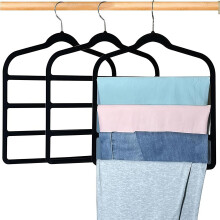 Apaichang Trouser Hanger Space Saving Clothes Hanger for Closet Storage Organizer Multi Velvet Non-Slip Hangers with 4 Layers Slacks for Scarf Bar