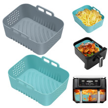 Alyvisun Air Fryer Liners Silicone, 2 Pack Reusable Airfryer Liner Trays Instant for 7.5L 9L 9.5L Baskets
