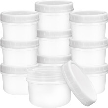 LATERN 20Pcs Small Food Containers, 4oz /120ml Reusable Plastic Deli Bowls Stackable Food Storage Jars with Leakproof Lids