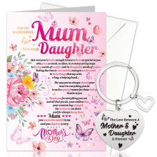 HOWAF Happy Mothers Day Card from Daughter, Mothersday Card & Mum Keyring for Mum Gifts, Mothers Day Gifts from Daughter