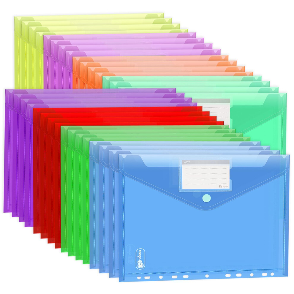 Photos - Other Furniture Agoer A4 Plastic Wallets Widen,32 Pcs Clear Punched Pockets A4+, 8 Assorted Colours Polly Pocket Plastic Folders with 11 Hol