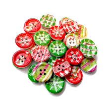 18mm Wooden Christmas Buttons - Snowflake/Tree Xmas Patterns (Pack of 25) Beautiful Festive Designs Include: Trees, Snowflakes