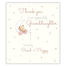 New Baby Granddaughter Thank You Card - Gorgeous Granddaughter - Bear Design - Special Finish - Made in the UK - Eco-Friendly
