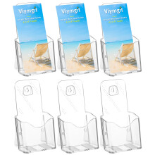 Viymgit DL Portrait Leaflet Holder, 6-Pack 1/3 A4 Size Clear Acrylic Brochure Display Holder