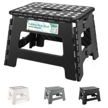 HEIMWOHL Durable Folding Step Stool, Black Foldable Stool, 9 Inch for Kids & Adults, Supports Up to 150kg, Lightweight & Easy to Store