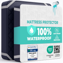 Single Waterproof Mattress Protector 90x190 cm (2pcs) Premium Cotton Terry Bed Cover with Elastic Straps Sheet Soft and Breathable Mattress Protector