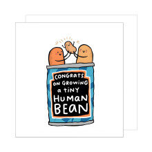 Edition Seidel Premium Square Greeting Card with Envelope Birth Card For Newborn Son Daughter Boy Girl Child Mum Dad Funny Human Bean (EQ115 SW024)