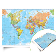 Maps International - World Map Detailed - Updated 2026 - Silk Art Paper - Folded Format - 84.1cm (w) x 59.4cm (h)