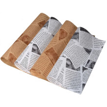 100Pcs Basket Liners Deli Wax Paper Sheets, 10 x 10 Inch, Stick Baking Paper Newspaper Printing Design Food Wrapping Paper (100 sheets)